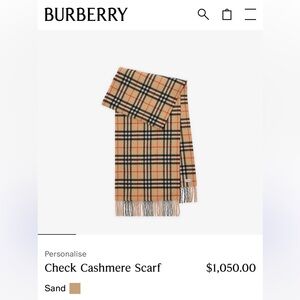 Original Burberry Oversized Scarf- Classic Tan Plaid.